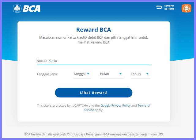 Cek Reward BCA